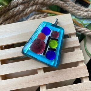Lampwork Fused Glass Artsy Pendant